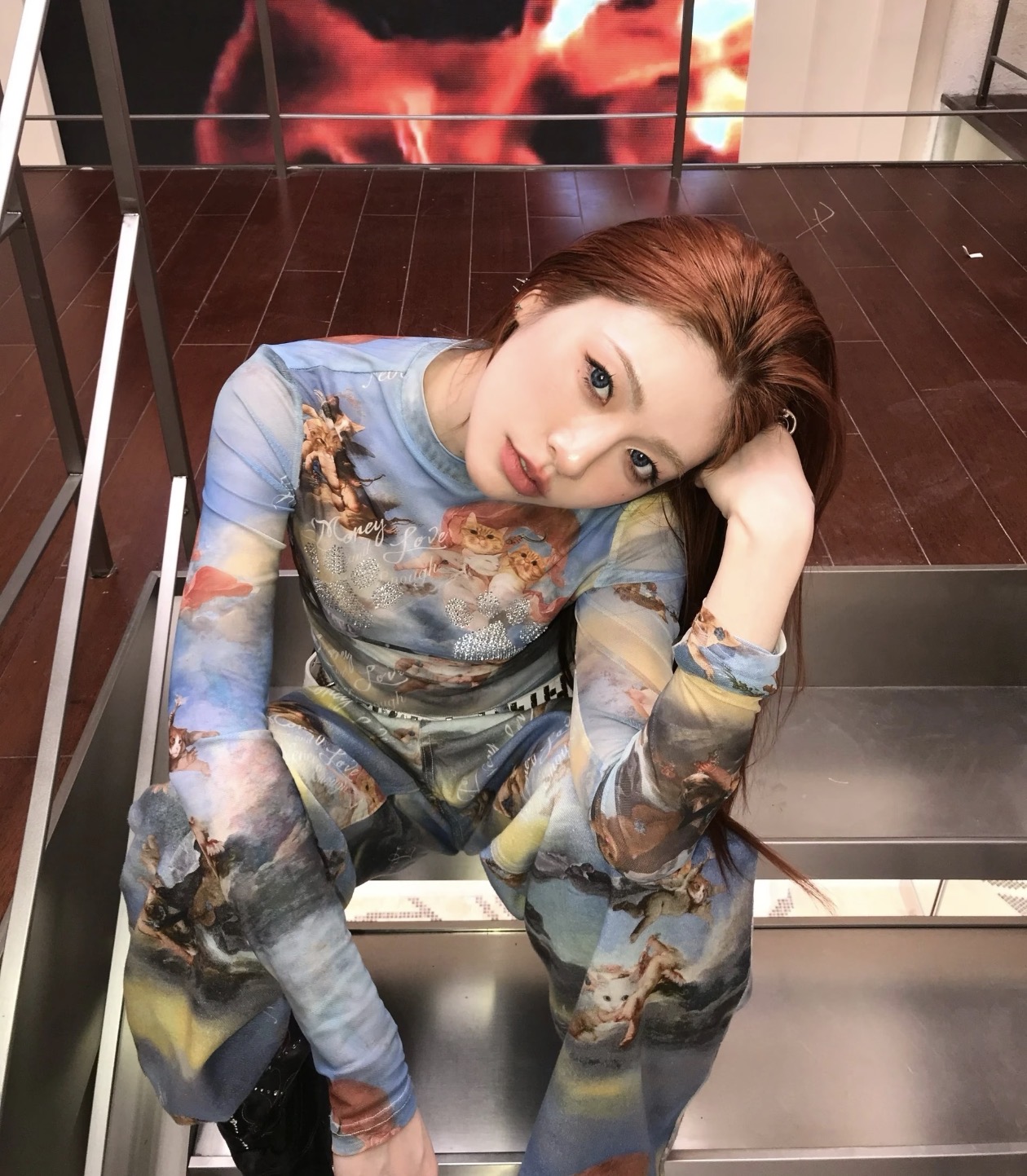 IN STOCK 🇰🇷☆♱ Angel kitten printed mesh crop top & Pants - Image 6