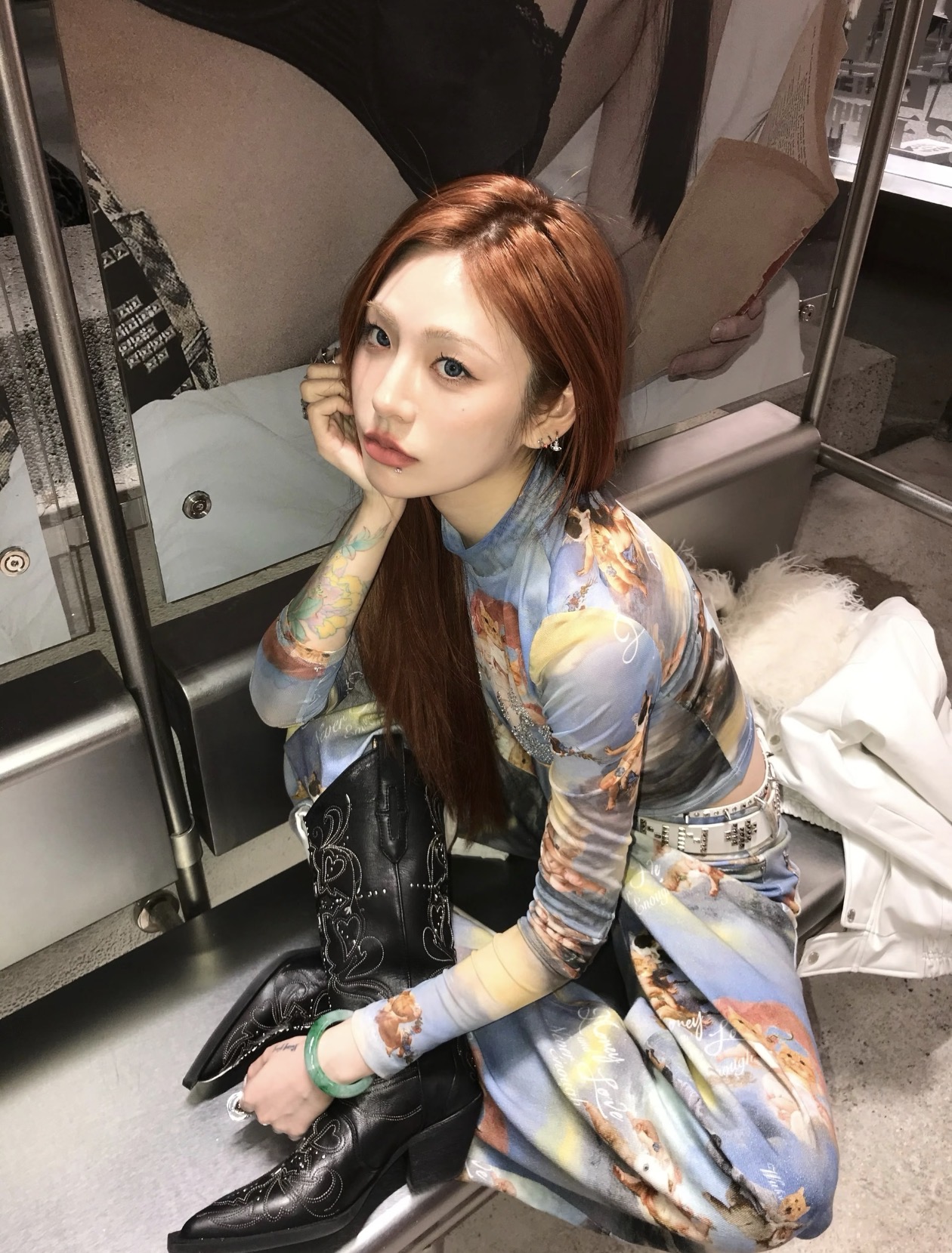 IN STOCK 🇰🇷☆♱ Angel kitten printed mesh crop top & Pants - Image 9