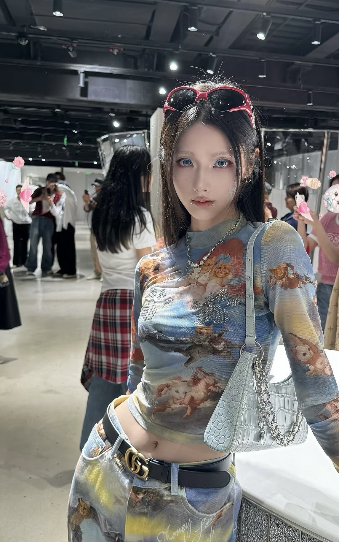 IN STOCK 🇰🇷☆♱ Angel kitten printed mesh crop top & Pants - Image 16