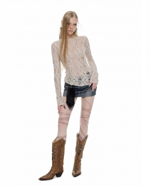Alternative view of IN STOCK | ERIKA CROCHET LONG SLEEVE TOP – 2COLORS