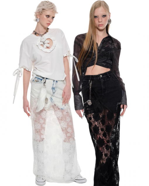 IN STOCK | CHANTELLE DENIM LACE SKIRT – 2COLORS
