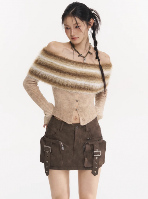 IN STOCK | OCTASIA OFF-SHOULDER FAUX FUR SWEATER