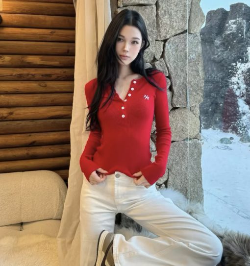 IN STOCK | WOOL JERSEY HENLEY TOP