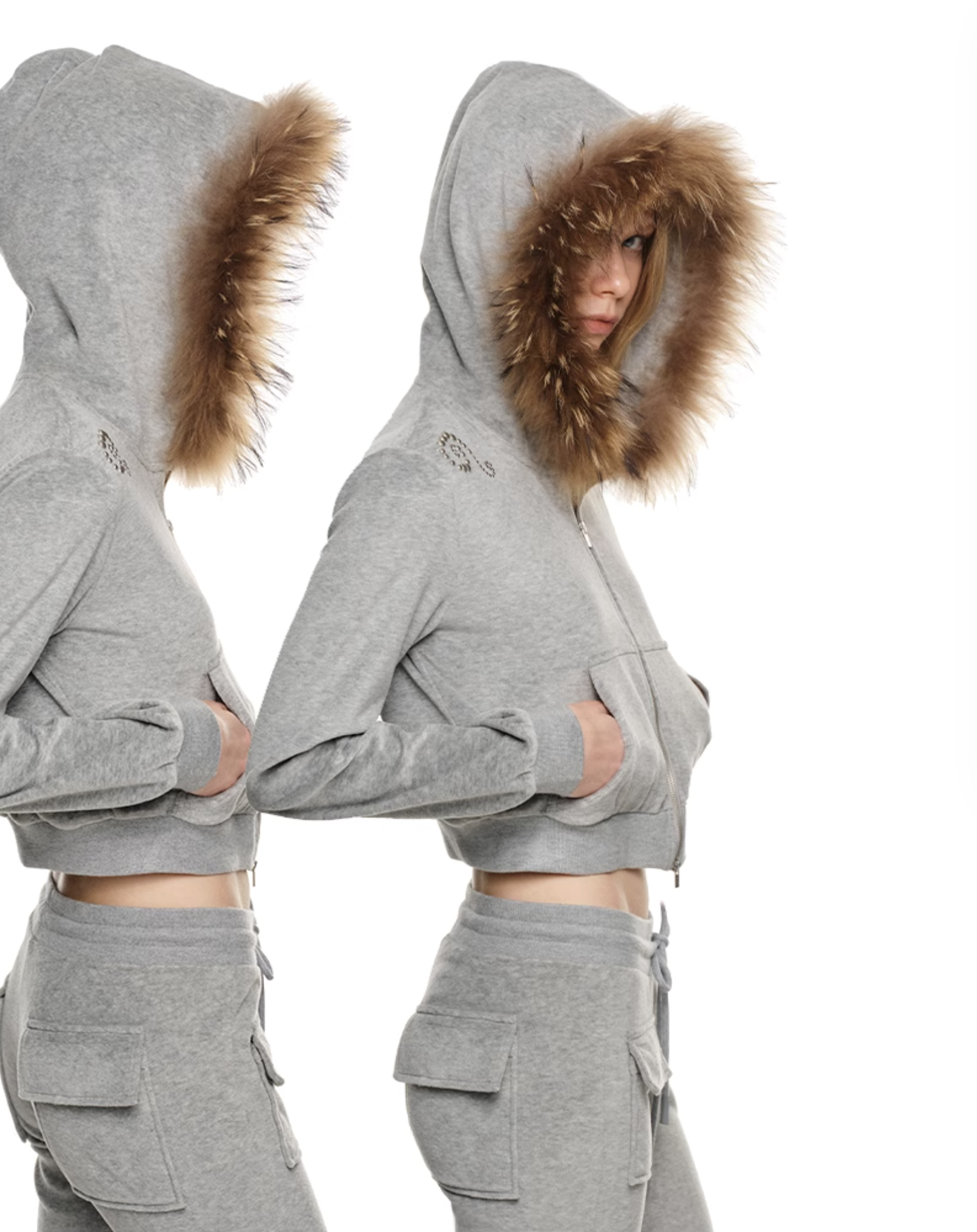 IN STOCK | INDIE VELVET RACCOON FUR HOODIE 2-PIECE SET - 3colors - Image 6