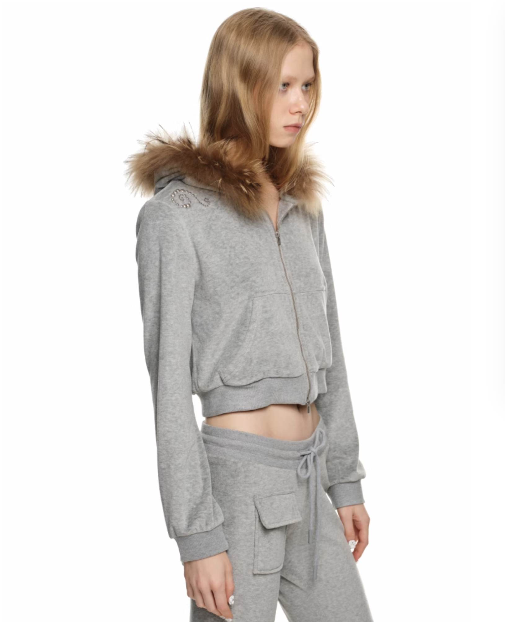 IN STOCK | INDIE VELVET RACCOON FUR HOODIE 2-PIECE SET - 3colors - Image 19
