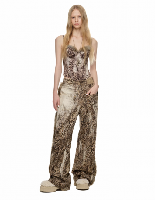 IN STOCK | RABBIT FUR LEOPARD PANTS