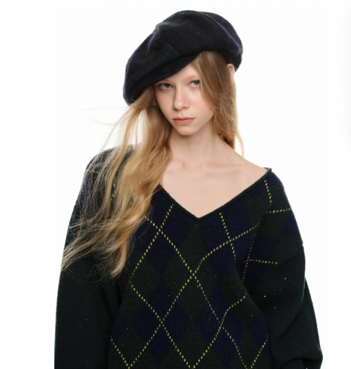 Alternative view of IN STOCK | GREEN ARGYLE LOOSE SWEATER – 2COLORS