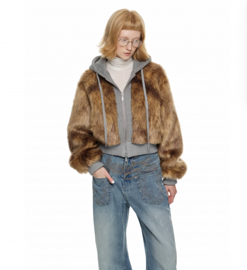 Alternative view of IN STOCK | BEAR FAUX FUR HOODED JACKET