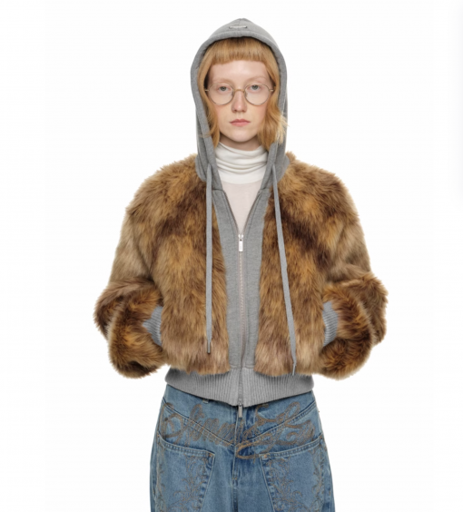 IN STOCK | BEAR FAUX FUR HOODED JACKET