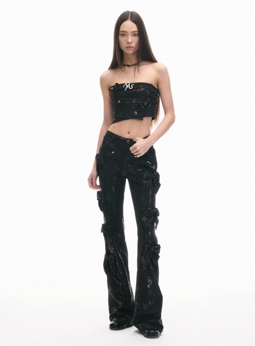 IN STOCK | BOOHOO BELTED FAUX TUBE TOP