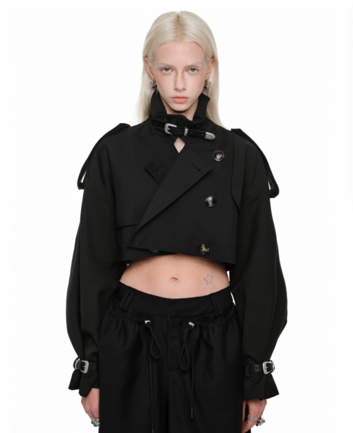 IN STOCK | BLACK ARLINGTON CROPPED TRENCH COAT – 2COLORS