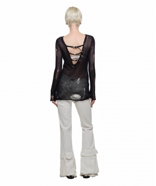 Alternative view of IN STOCK | REVERSIBLE HOLLOW SEQUIN KNIT TOP – 2COLORS