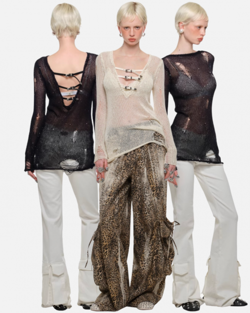 IN STOCK | REVERSIBLE HOLLOW SEQUIN KNIT TOP – 2COLORS