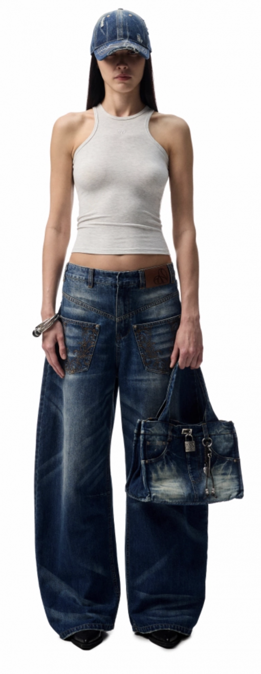 Alternative view of IN STOCK | CHU DARK BLUE WIDE-LEG JEANS