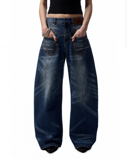 IN STOCK | CHU DARK BLUE WIDE-LEG JEANS