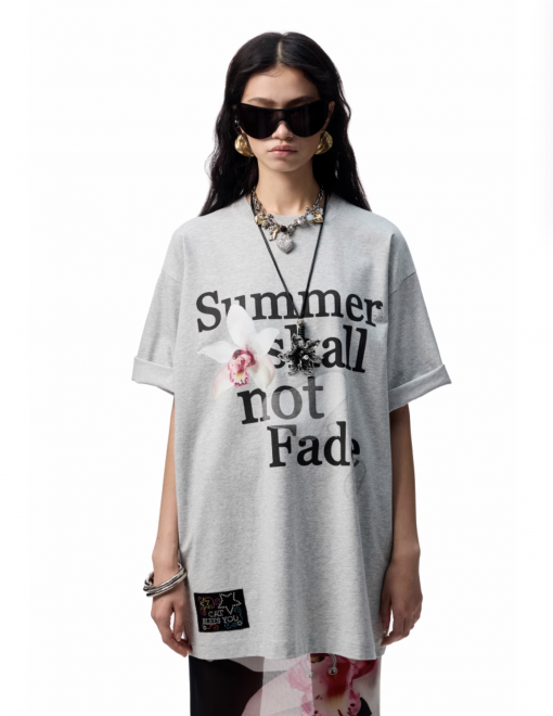 Alternative view of IN STOCK | OVERSIZE FLORAL ALPHABET PRINTED T-SHIRT – 2COLORS