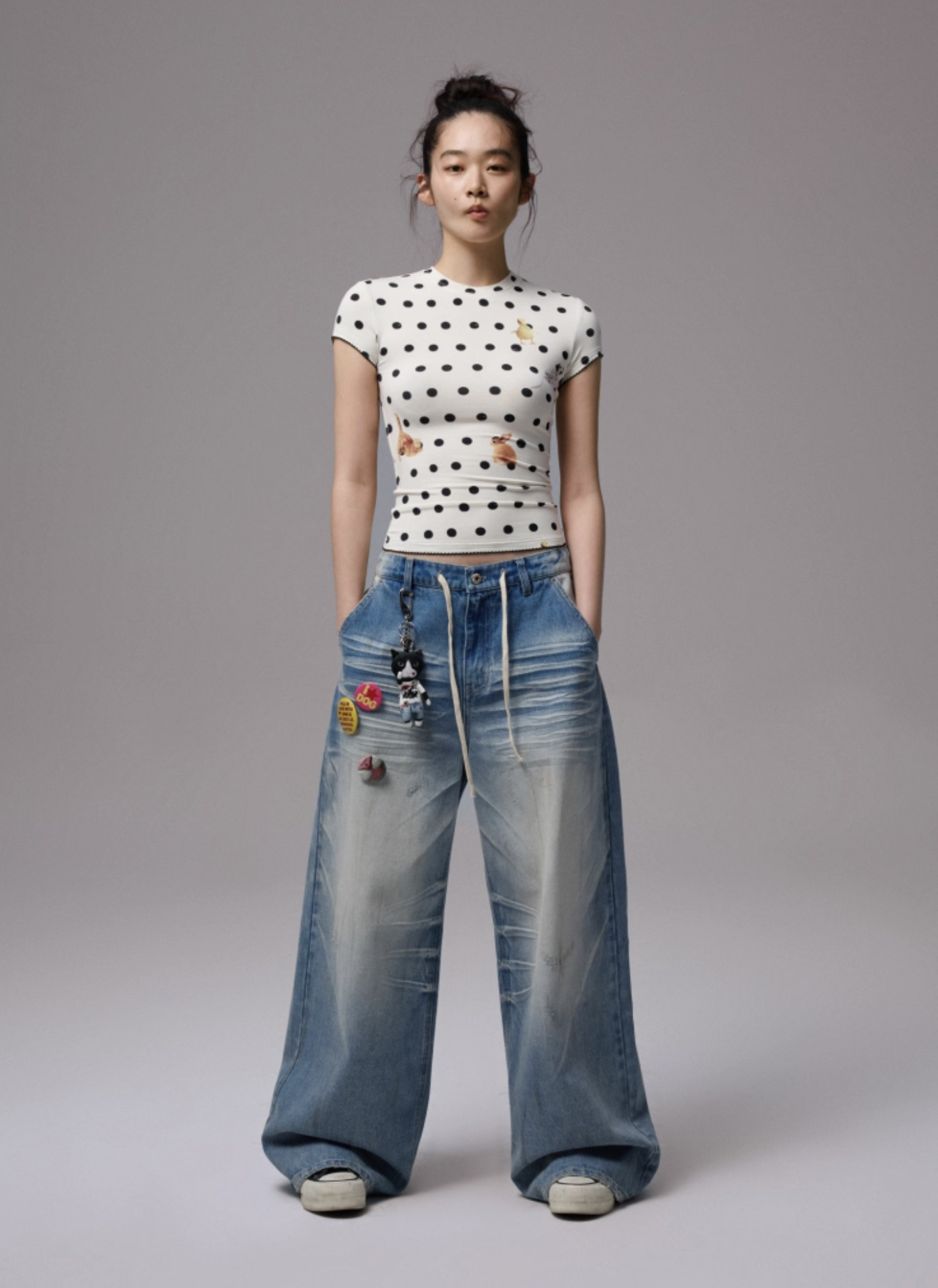 IN STOCK ♱ CATS & DOGS LOVE POLKA DOT PRINT T-SHIRT & CAMI TOP - 2colors - Image 18