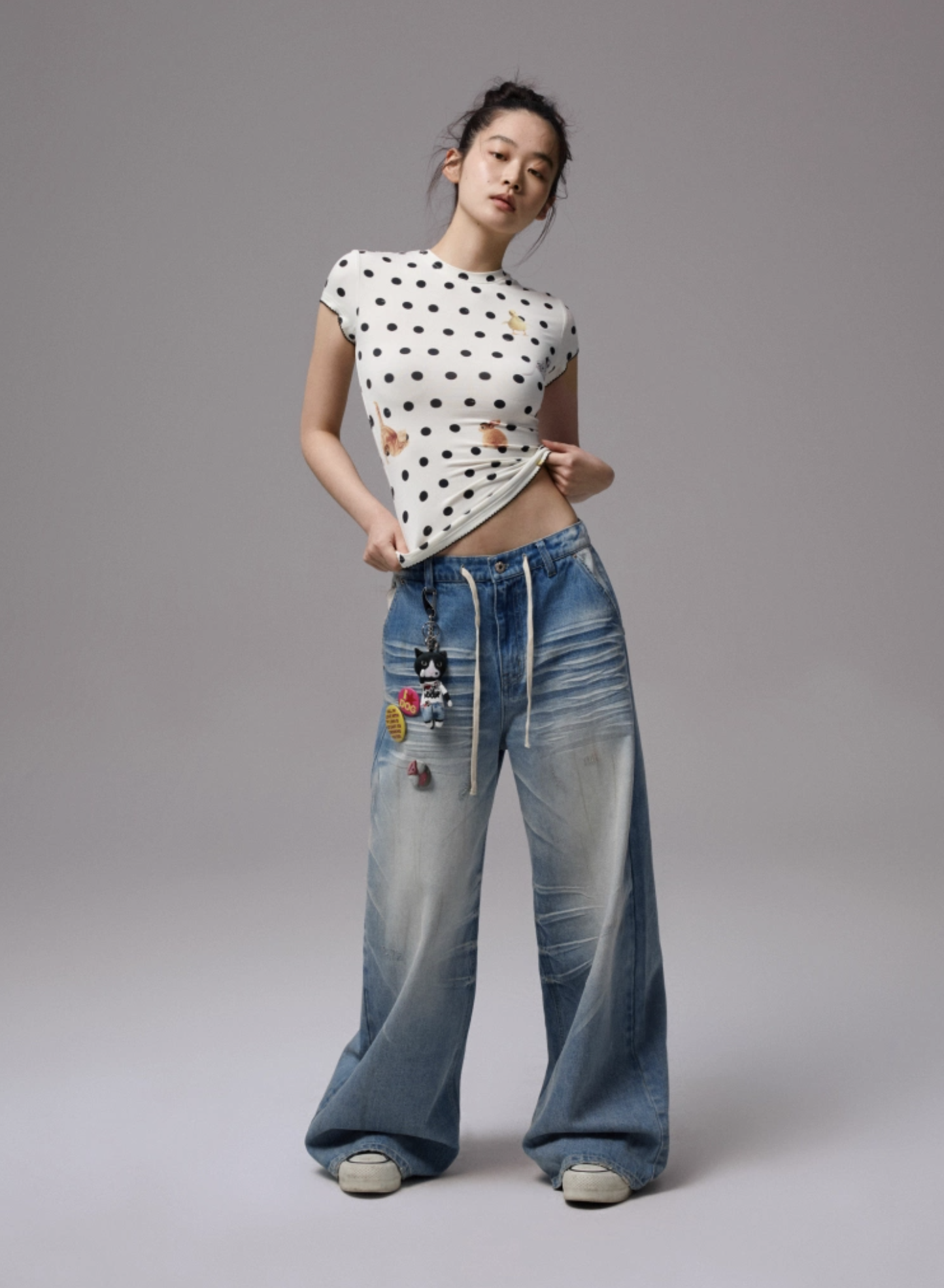 IN STOCK ♱ CATS & DOGS LOVE POLKA DOT PRINT T-SHIRT & CAMI TOP - 2colors - Image 25