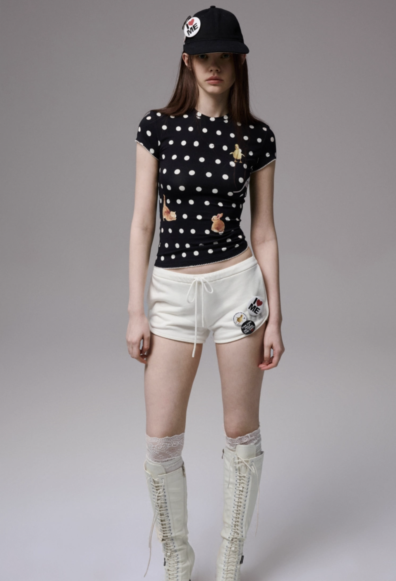 IN STOCK ♱ CATS & DOGS LOVE POLKA DOT PRINT T-SHIRT & CAMI TOP - 2colors - Image 2