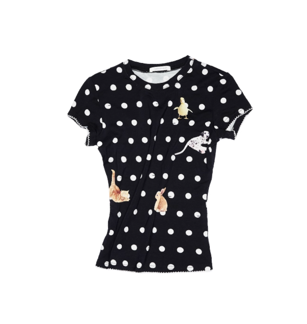 IN STOCK ♱ CATS & DOGS LOVE POLKA DOT PRINT T-SHIRT & CAMI TOP - 2colors - Image 7
