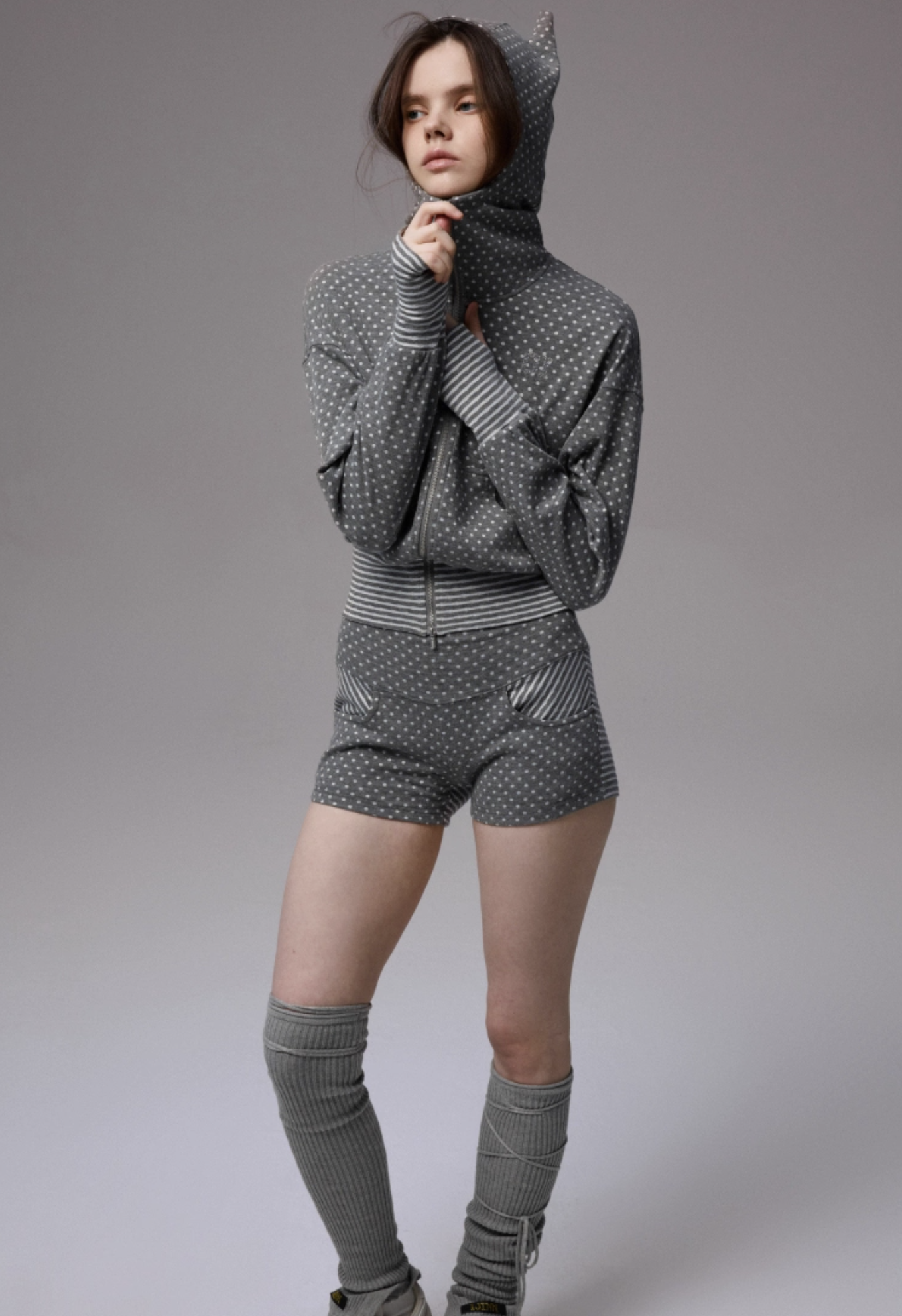 IN STOCK | POLKA DOT DEVIL HORN HOODIE & FLARED PANTS - 3COLORS - Image 21