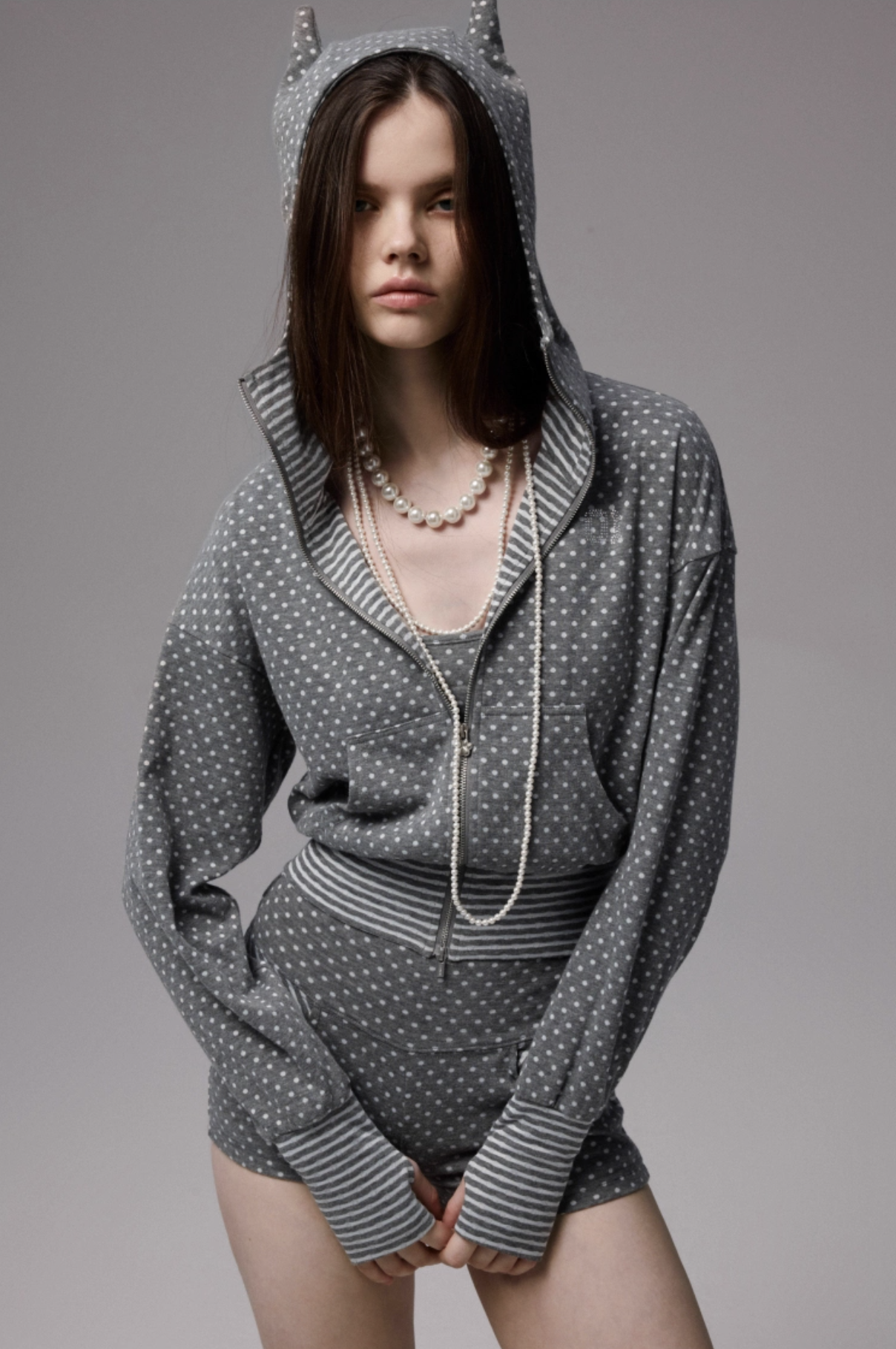 IN STOCK | POLKA DOT DEVIL HORN HOODIE & FLARED PANTS - 3COLORS - Image 23