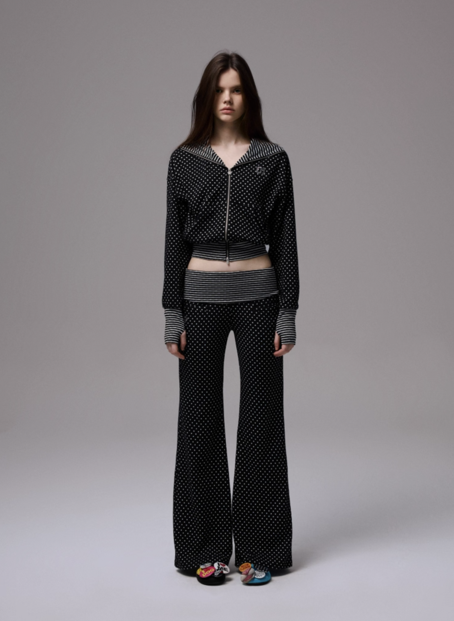 IN STOCK | POLKA DOT DEVIL HORN HOODIE & FLARED PANTS - 3COLORS - Image 9