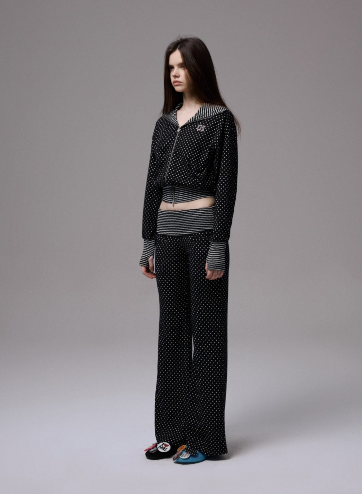 IN STOCK | POLKA DOT DEVIL HORN HOODIE & FLARED PANTS - 3COLORS - Image 11