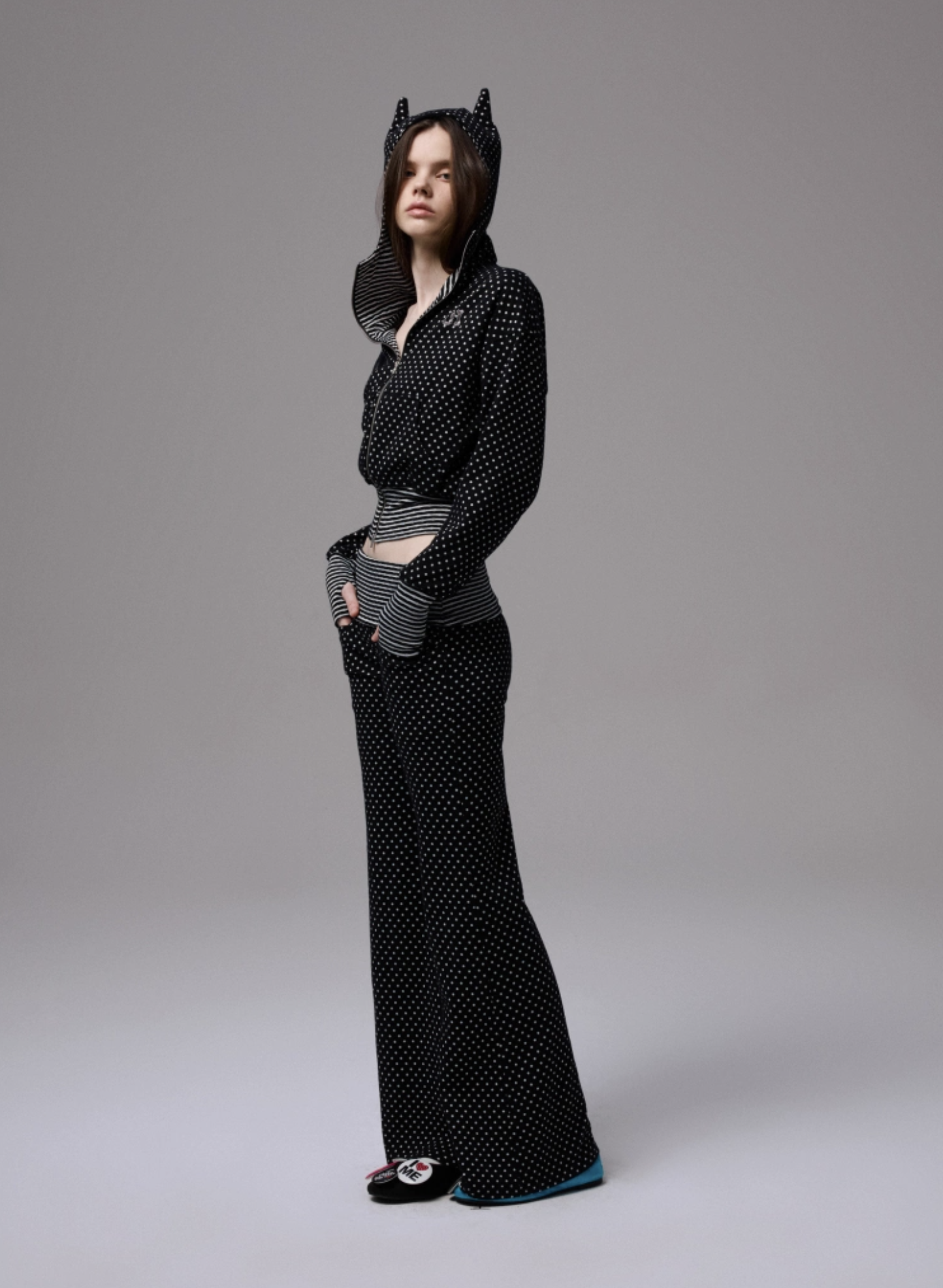 IN STOCK | POLKA DOT DEVIL HORN HOODIE & FLARED PANTS - 3COLORS - Image 10