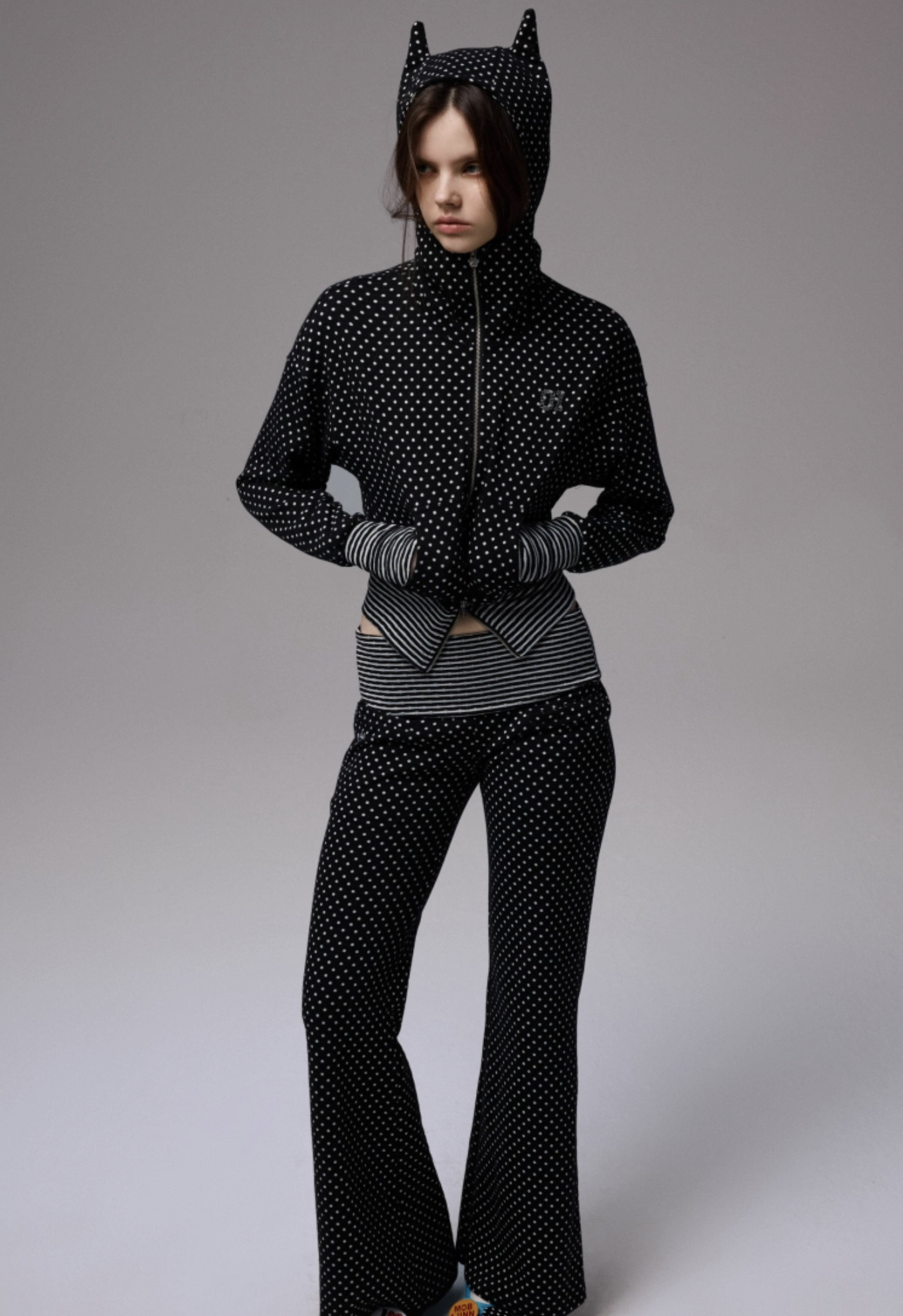 IN STOCK | POLKA DOT DEVIL HORN HOODIE & FLARED PANTS - 3COLORS - Image 12