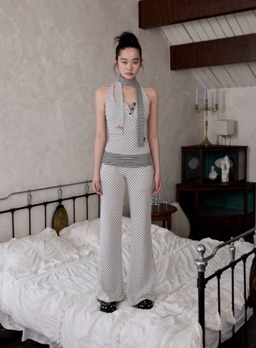 Alternative view of IN STOCK | POLKA DOT TANK TOP & FLARED PANTS & SCARF - 3COLORS