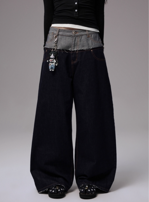Alternative view of IN STOCK | DOUBLE WAISTBAND RAW DENIM WIDE-LEG JEANS