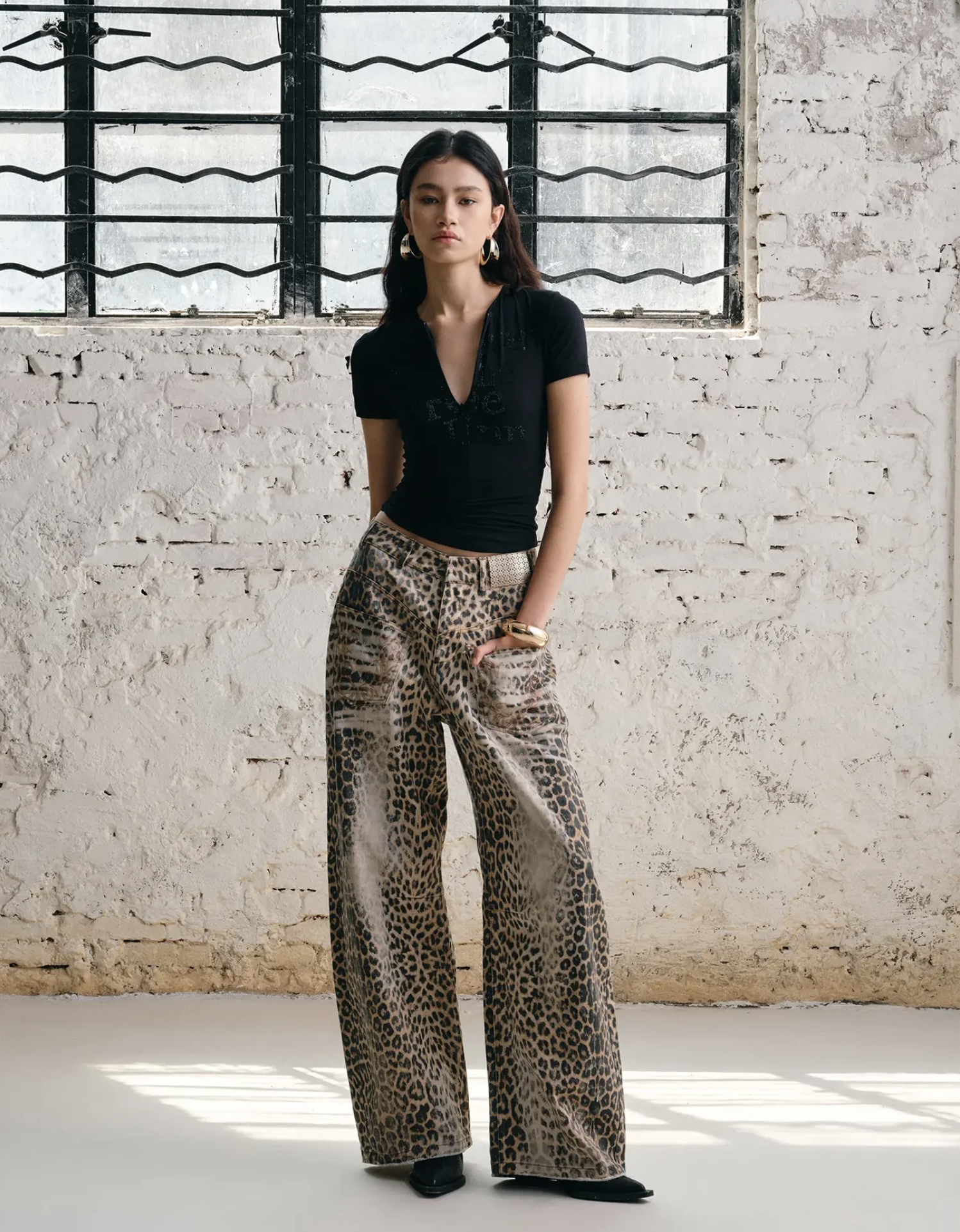 IN STOCK | CHU WASHED LEOPARD WIDE-LEG JEANS - Image 8