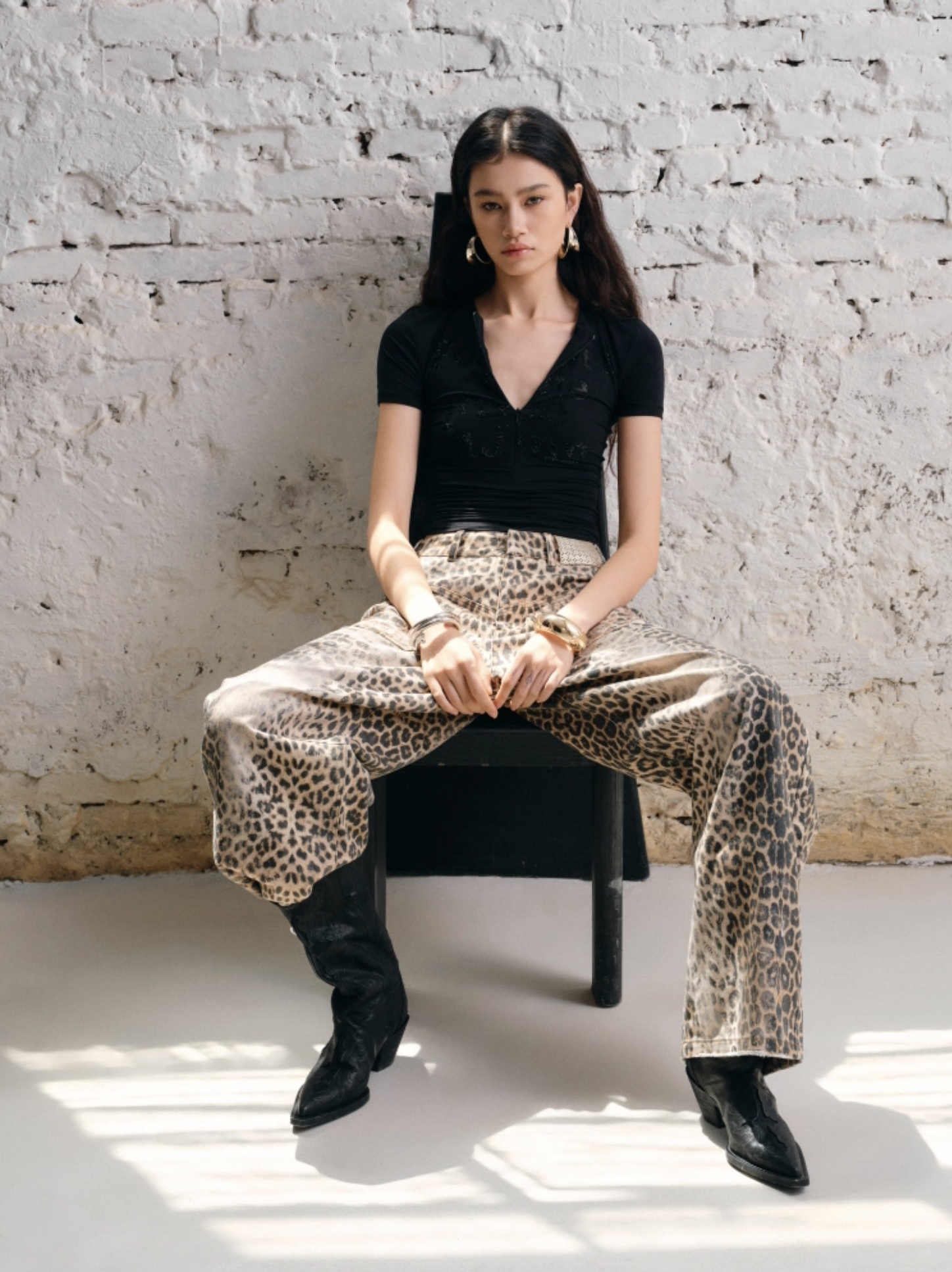 IN STOCK | CHU WASHED LEOPARD WIDE-LEG JEANS - Image 11