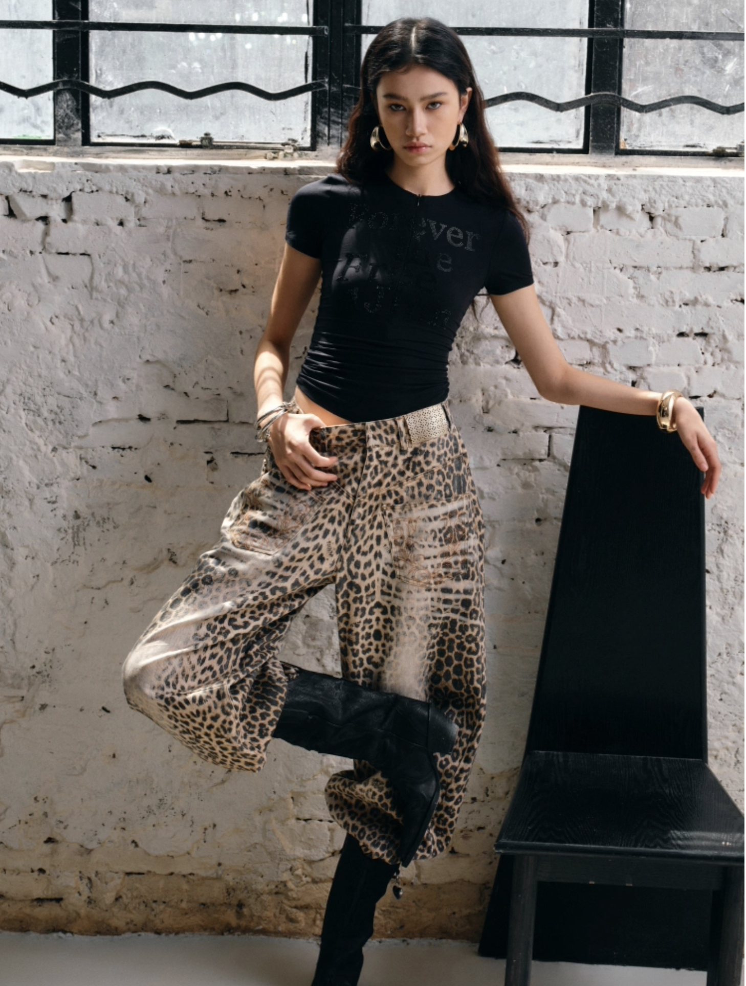 IN STOCK | CHU WASHED LEOPARD WIDE-LEG JEANS - Image 10