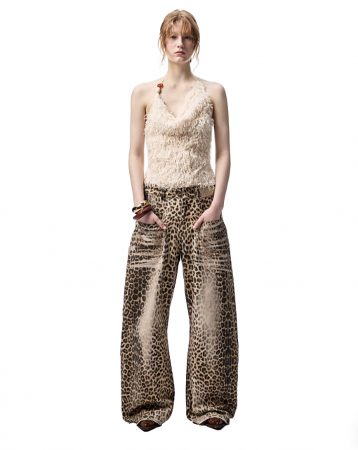 Alternative view of IN STOCK | CHU WASHED LEOPARD WIDE-LEG JEANS