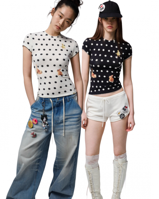 IN STOCK | CATS & DOGS LOVE POLKA DOT PRINT T-SHIRT - 2COLORS