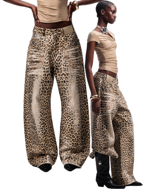 IN STOCK | CHU WASHED LEOPARD WIDE-LEG JEANS
