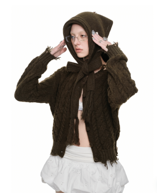 IN STOCK | CABLE KNIT CARDIGAN - DARK GREEN