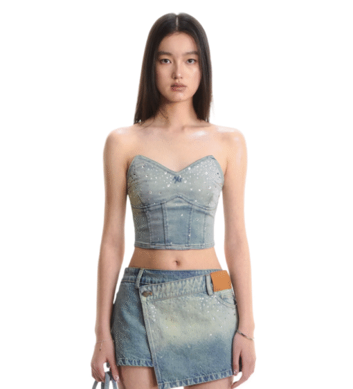 Alternative view of IN STOCK | AURA AURA DENIM TUBE TOP & MINI SKIRT