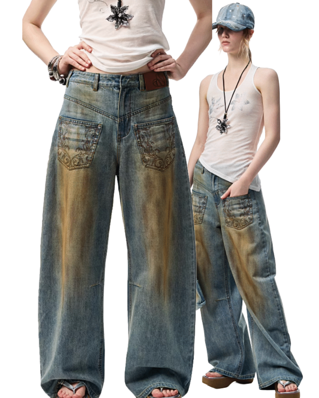IN STOCK | CHU MUD-DYED WASHED WIDE-LEG JEANS