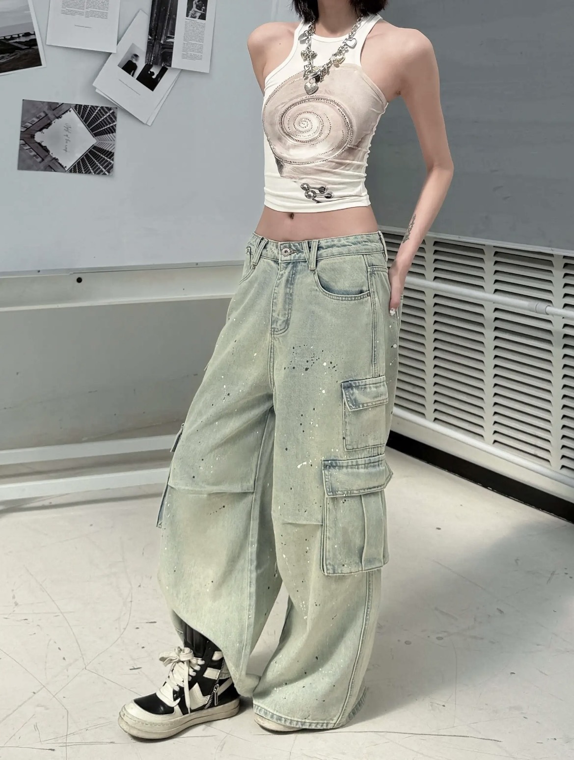 ⭑1JINN EXCLUSIVE ITEM AVAILABLE EXCLUSIVELY ONLINE AT SHELONGZ⭑ IN STOCK ♱ CAT BLESS YOU CARGO DENIM PANTS – 2COLORS - Image 18