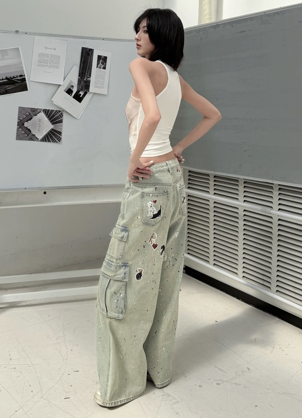 ⭑1JINN EXCLUSIVE ITEM AVAILABLE EXCLUSIVELY ONLINE AT SHELONGZ⭑ IN STOCK ♱ CAT BLESS YOU CARGO DENIM PANTS – 2COLORS - Image 16