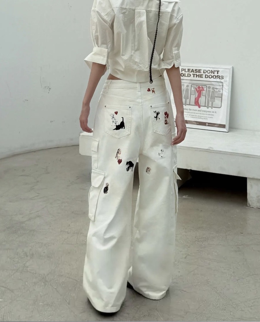 ⭑1JINN EXCLUSIVE ITEM AVAILABLE EXCLUSIVELY ONLINE AT SHELONGZ⭑ IN STOCK ♱ CAT BLESS YOU CARGO DENIM PANTS & BERMUDA LOW DENIM SHORTS - Image 14