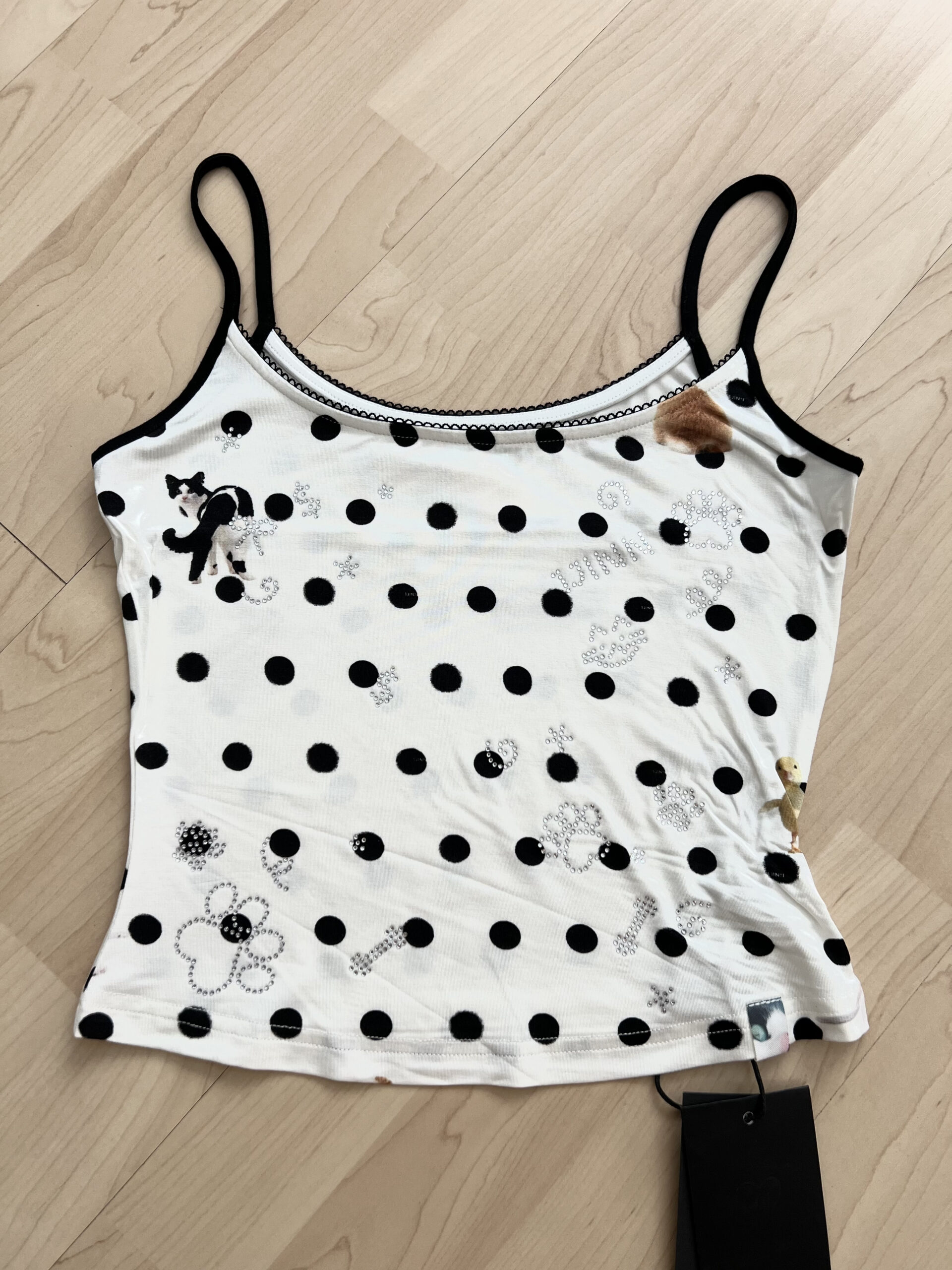 IN STOCK ♱ CATS & DOGS LOVE POLKA DOT PRINT T-SHIRT & CAMI TOP - 2colors - Image 12