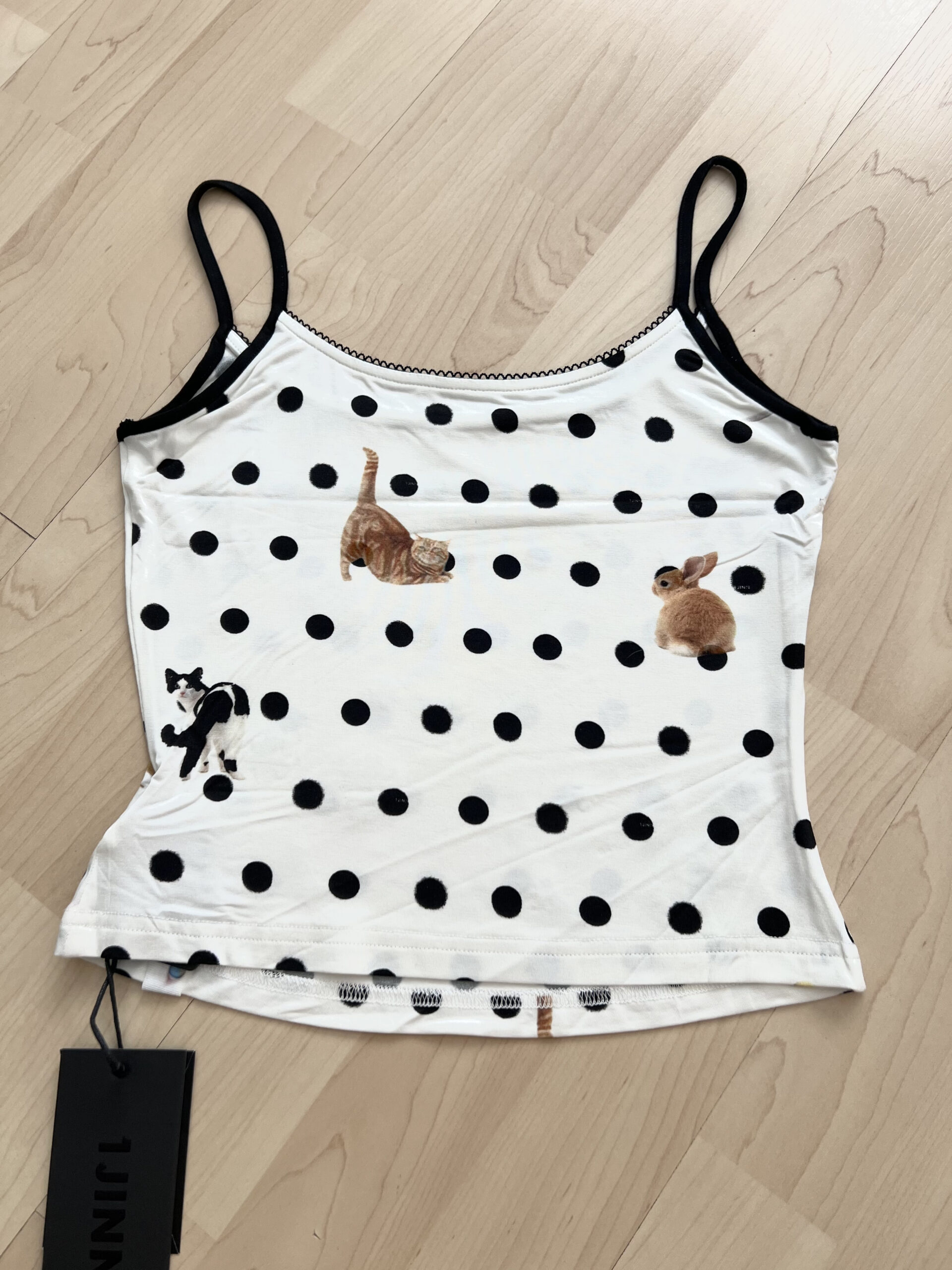 IN STOCK ♱ CATS & DOGS LOVE POLKA DOT PRINT T-SHIRT & CAMI TOP - 2colors - Image 11