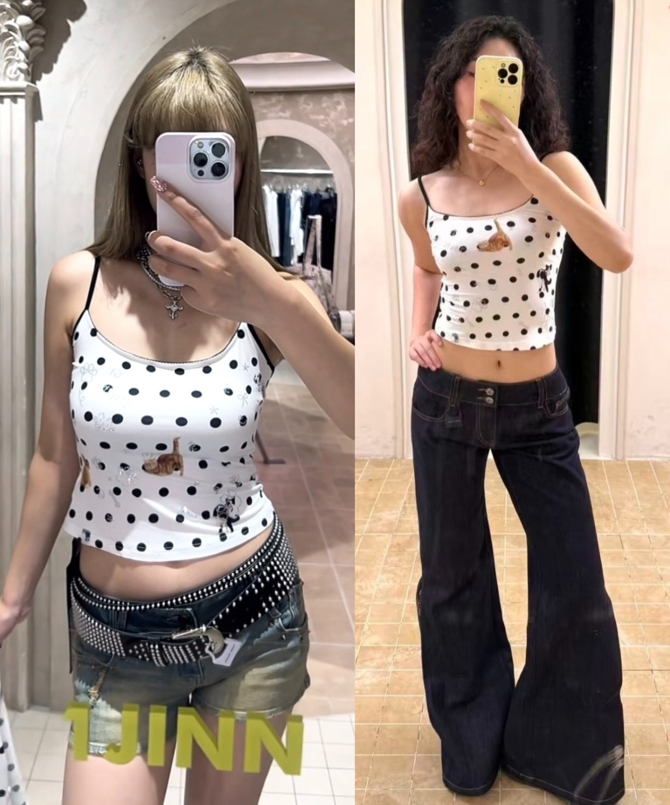 IN STOCK ♱ CATS & DOGS LOVE POLKA DOT PRINT T-SHIRT & CAMI TOP - 2colors - Image 5