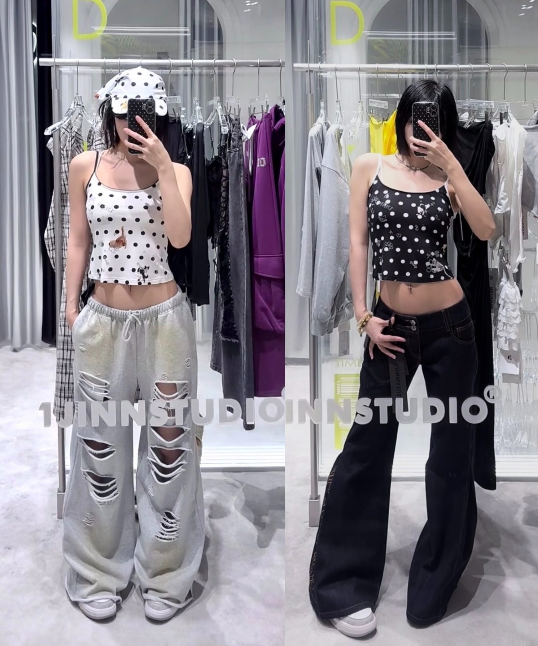 IN STOCK ♱ CATS & DOGS LOVE POLKA DOT PRINT T-SHIRT & CAMI TOP - 2colors - Image 4