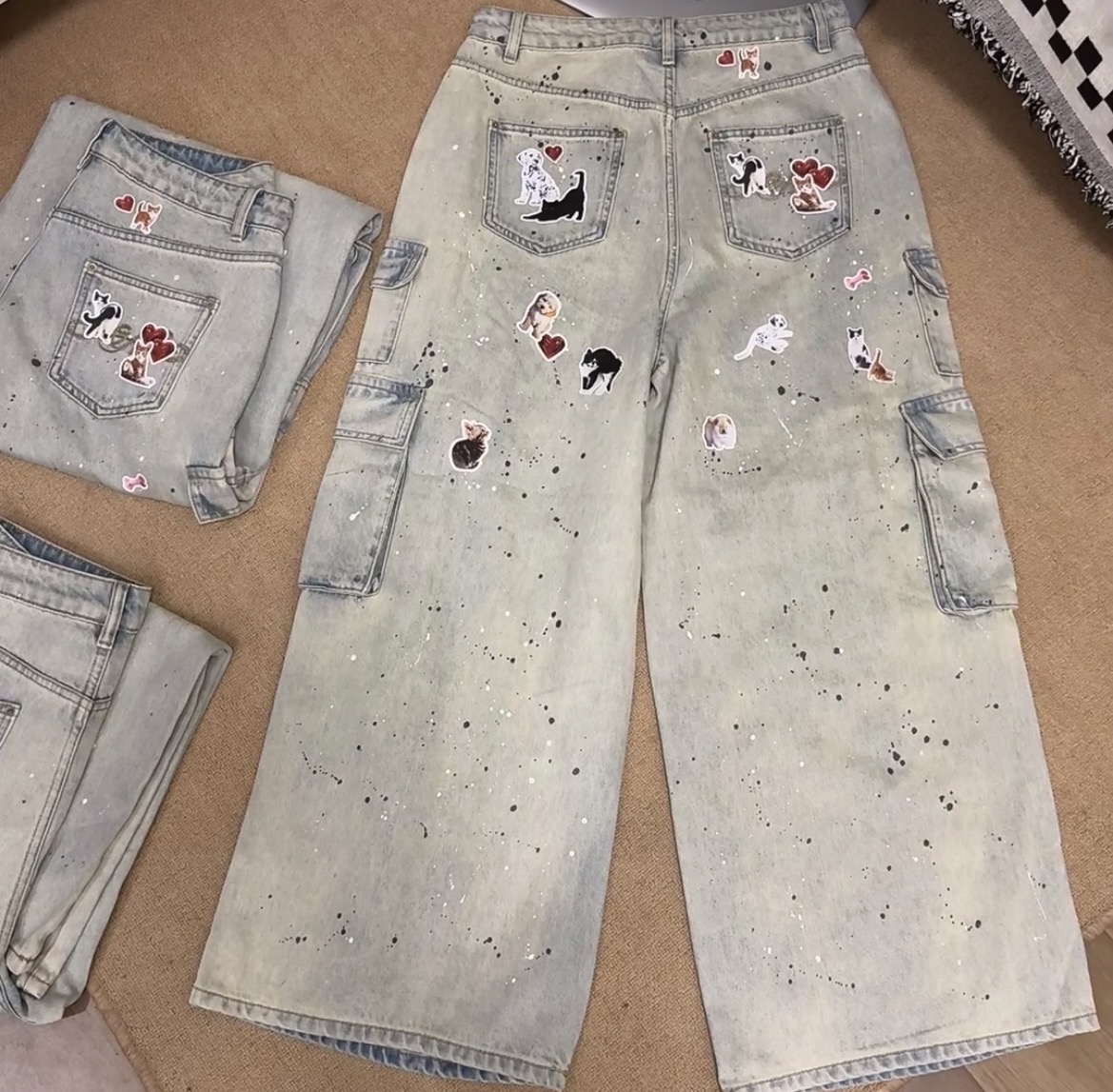 ⭑1JINN EXCLUSIVE ITEM AVAILABLE EXCLUSIVELY ONLINE AT SHELONGZ⭑ IN STOCK ♱ CAT BLESS YOU CARGO DENIM PANTS – 2COLORS - Image 9