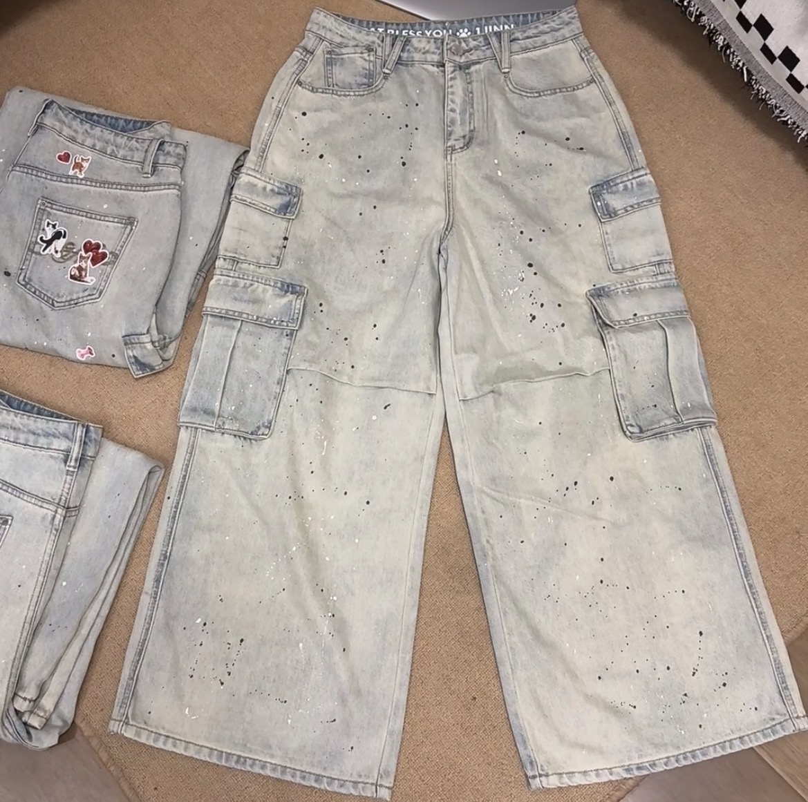 ⭑1JINN EXCLUSIVE ITEM AVAILABLE EXCLUSIVELY ONLINE AT SHELONGZ⭑ IN STOCK ♱ CAT BLESS YOU CARGO DENIM PANTS – 2COLORS - Image 11